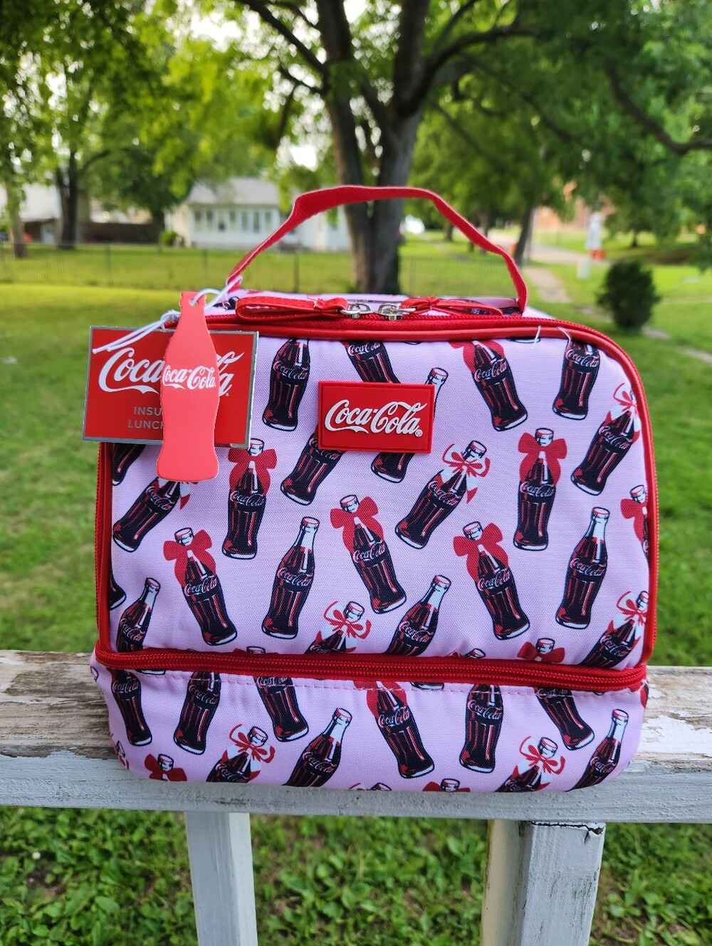 Coca-Cola Red & Pink Bottle Print Insulated Lunch Tote NWT